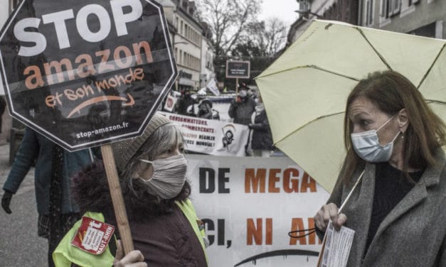 A Ensisheim, entre Colmar et Mulhouse, nouvelle manifestation contre Amazon (et son monde)