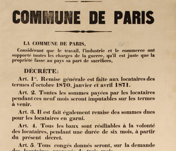 Exonération des loyers et autres mesures économiques et sociales sous la Commune
