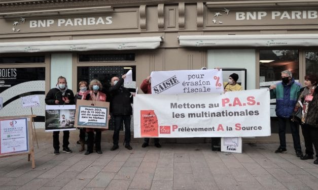 A Mulhouse, une initiative d&rsquo;ATTAC et de ANV COP21 pour mettre « au P.A.S. les multinationales »