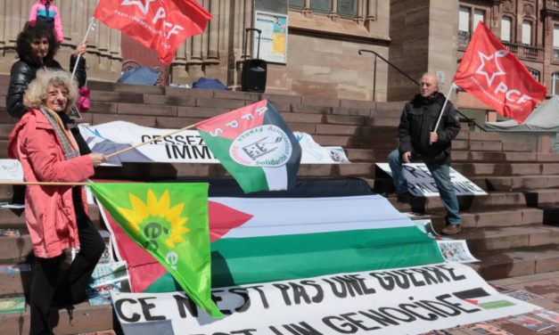 Manifestation pour la Palestine et Gaza à Mulhouse, avec la participation (superfétatoire) d&rsquo;un avocat