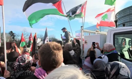 A Strasbourg plusieurs centaines de personnes en soutien à la Palestine devant le parlement européen